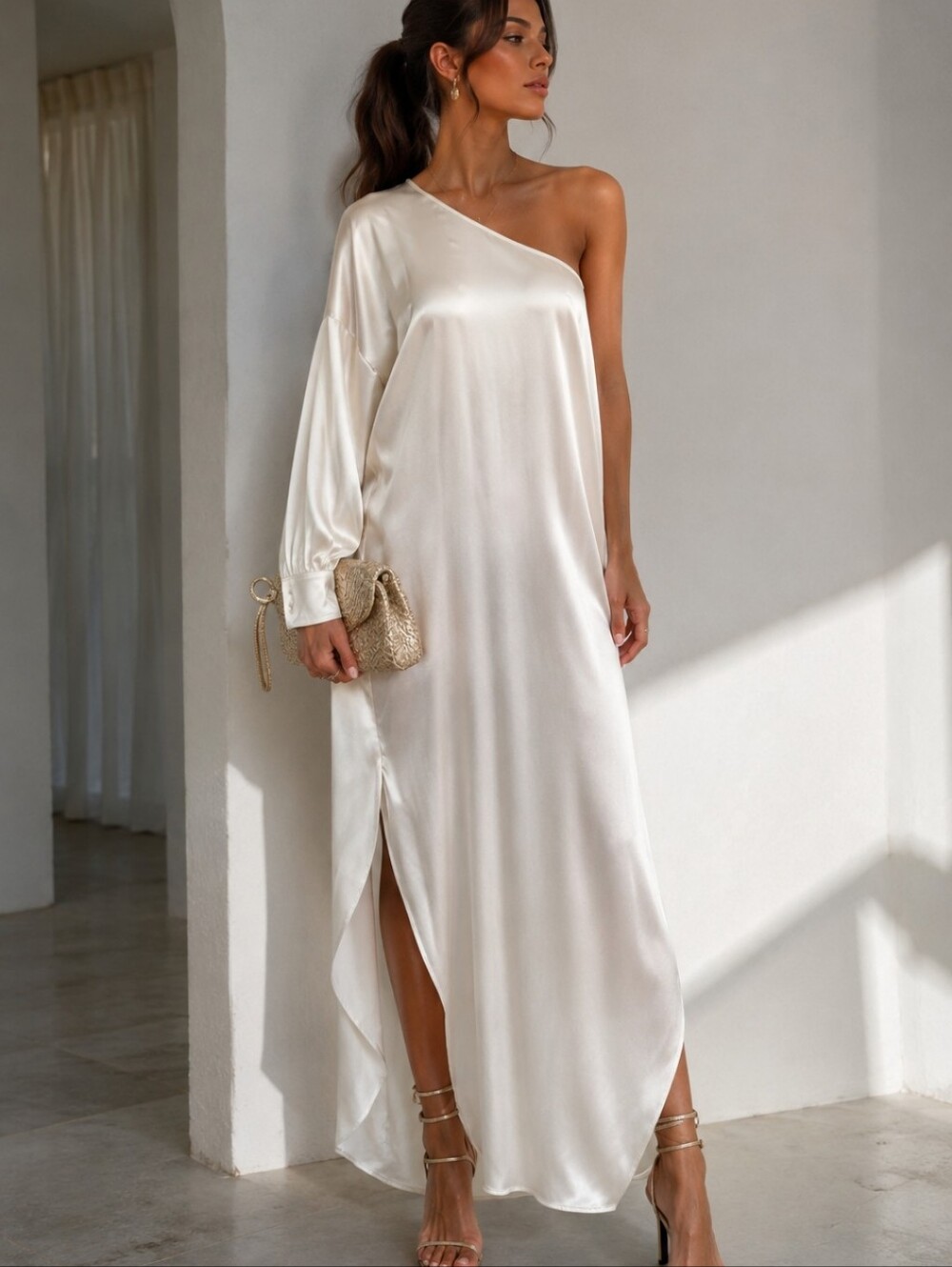 Nackiye One‎ Shoulder Silky Dress